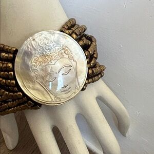 Elegant Gold Beaded Bracelet with Buddha Design